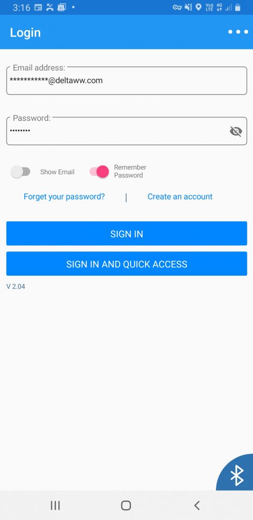 Press Sign-In and quick access